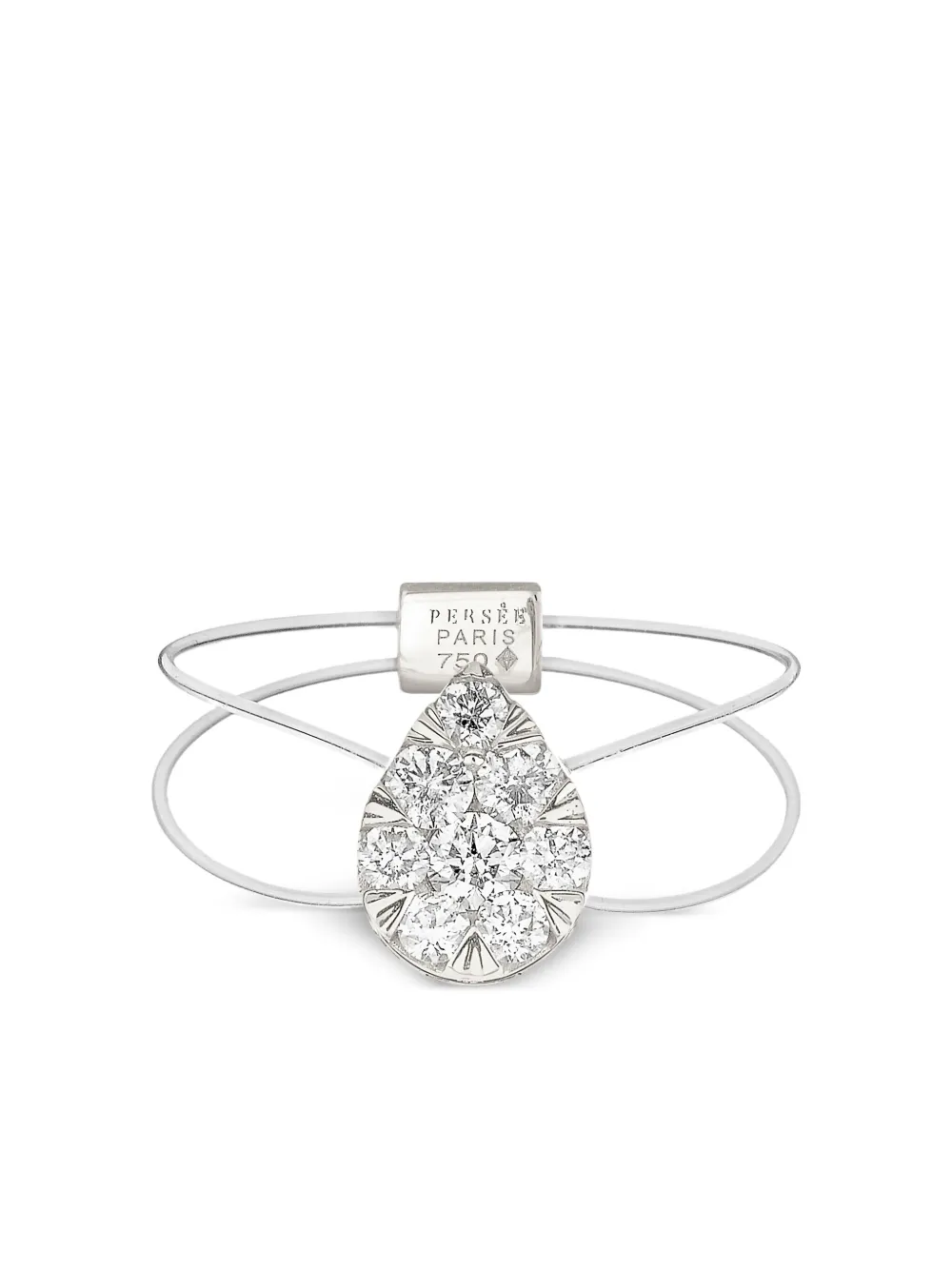 Persée 18K white gold floating-pear diamond ring | Silver | Image 1