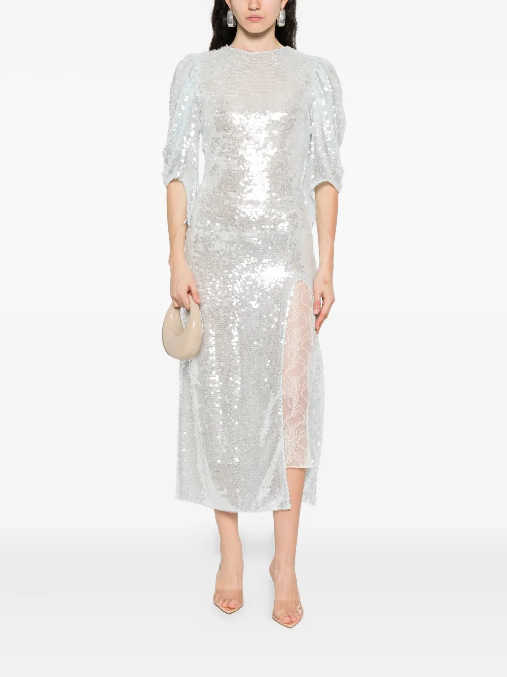 Roberta Einer Drama puff-sleeve sequin midi dress - Blauw