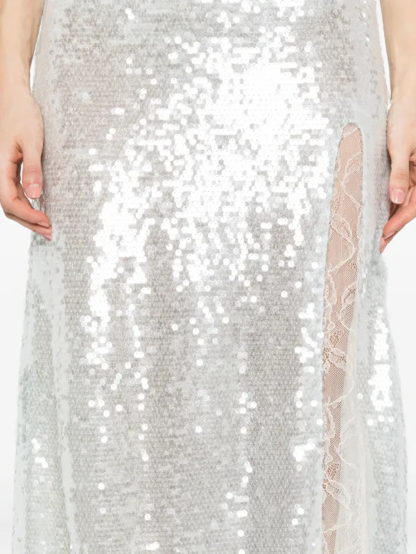 Roberta Einer Drama puff-sleeve Sequin Midi Dress | Blue | FARFETCH