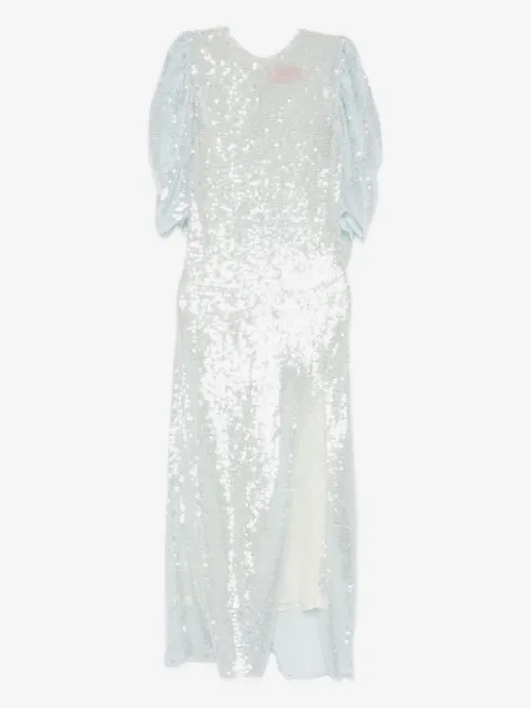 Roberta Einer Drama puff-sleeve sequin midi dress