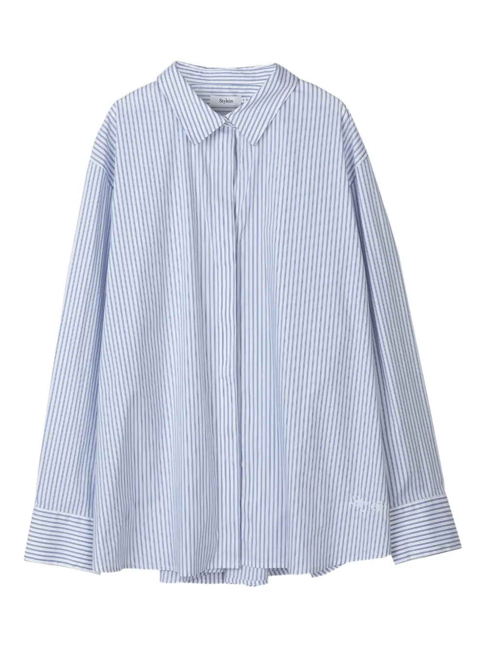 Stylein Striped Flared Shirt In Blue