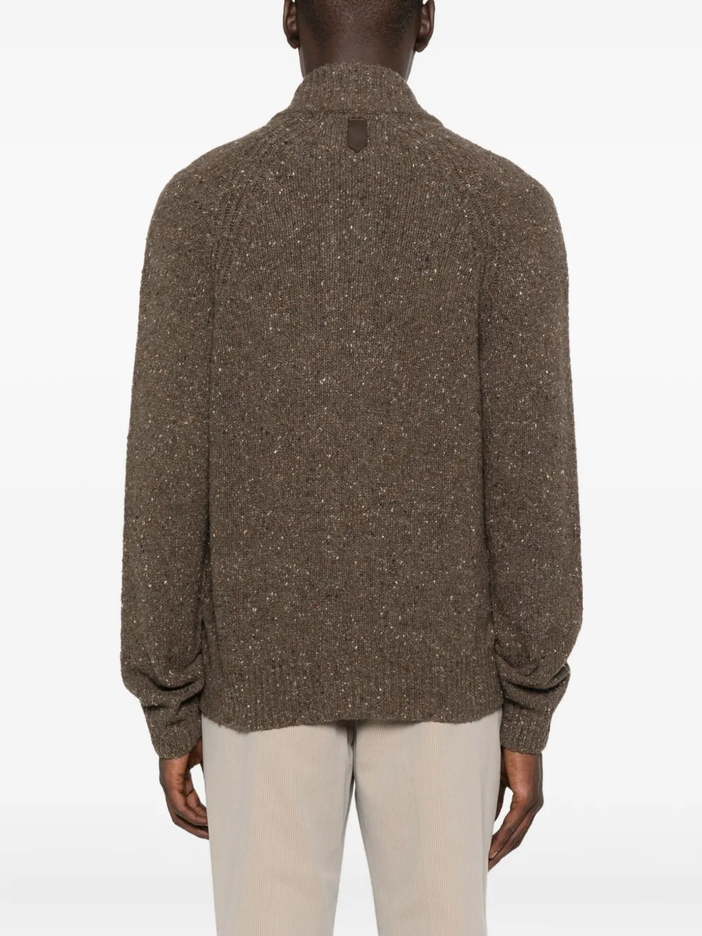 Canali Vest met rits en spikkels Bruin