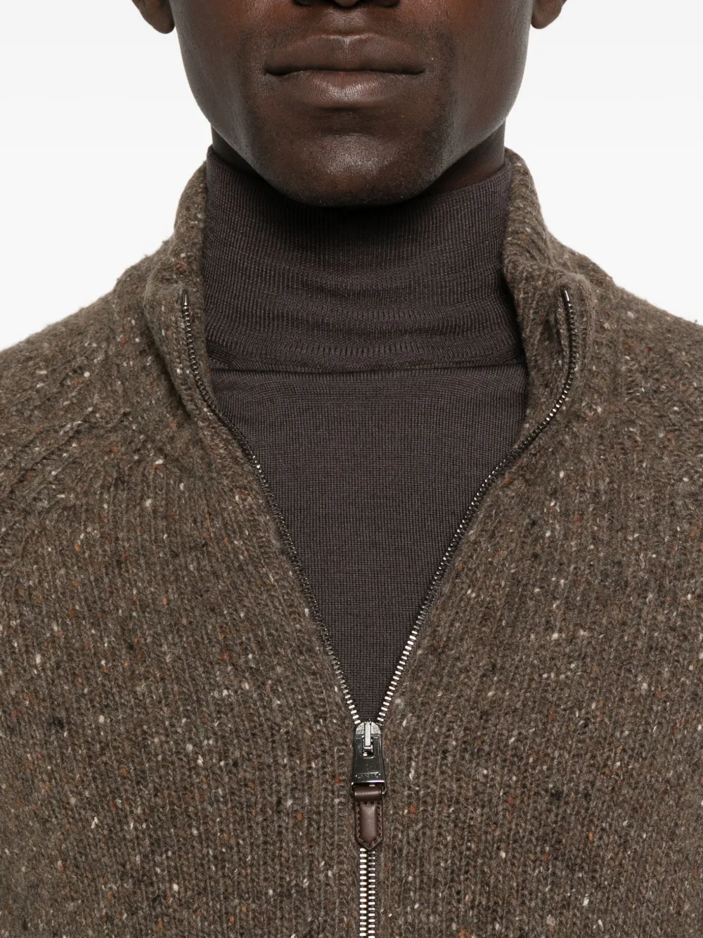 Canali Vest met rits en spikkels Bruin