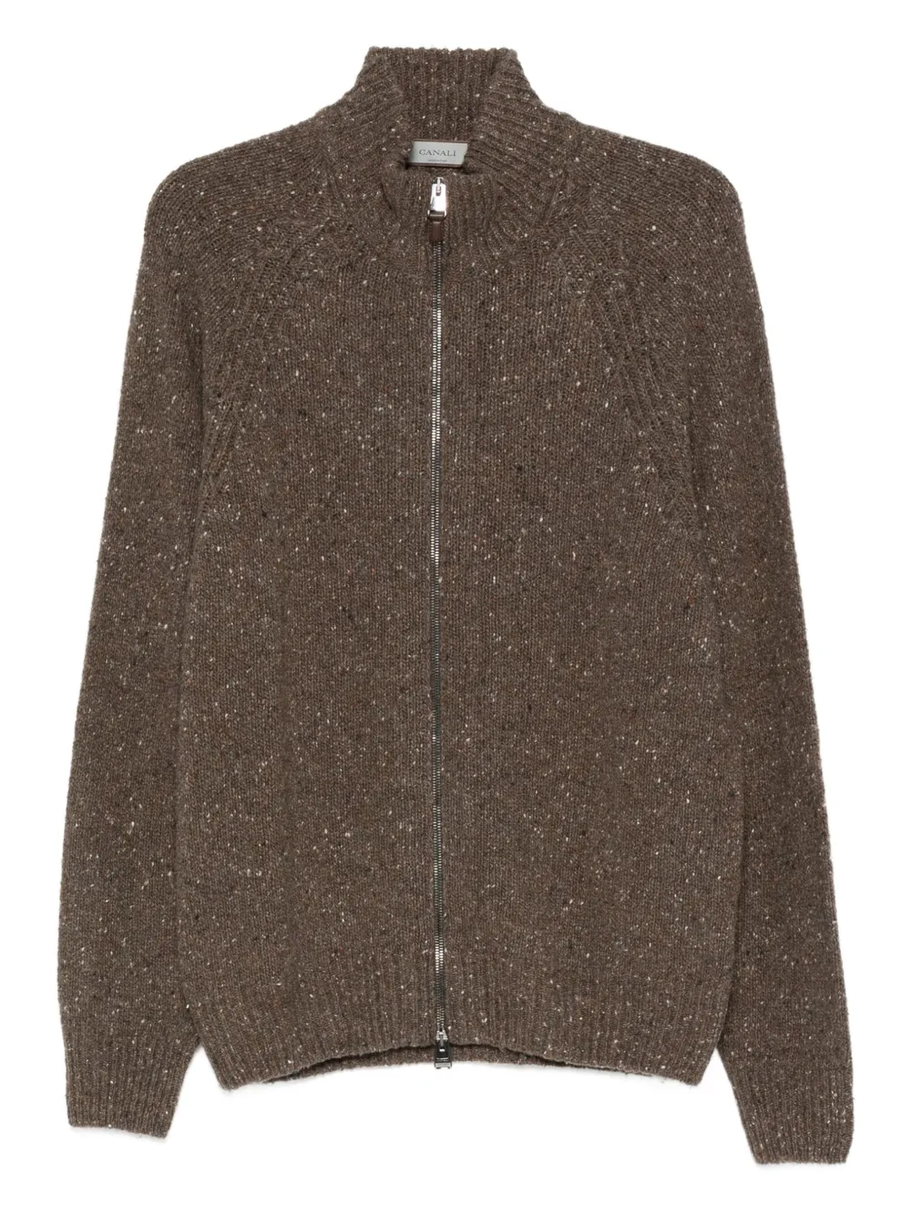 Canali zip-front speckled cardigan | Brown | Image 1