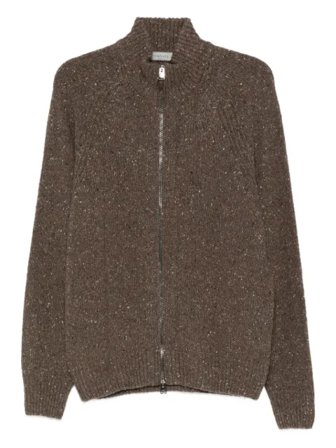 Canali zip-front speckled cardigan