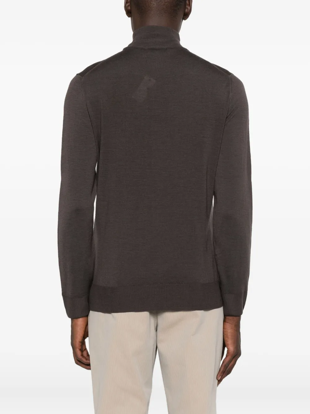 Canali High-neck Wool Sweater In Brown