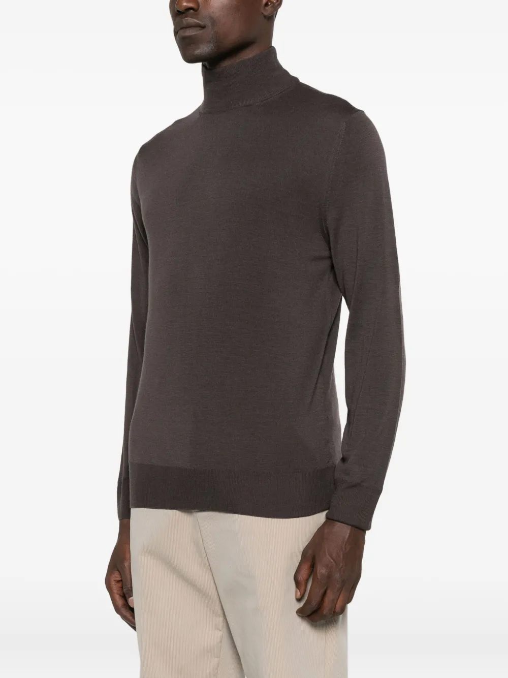 Canali High-neck Wool Sweater In Brown