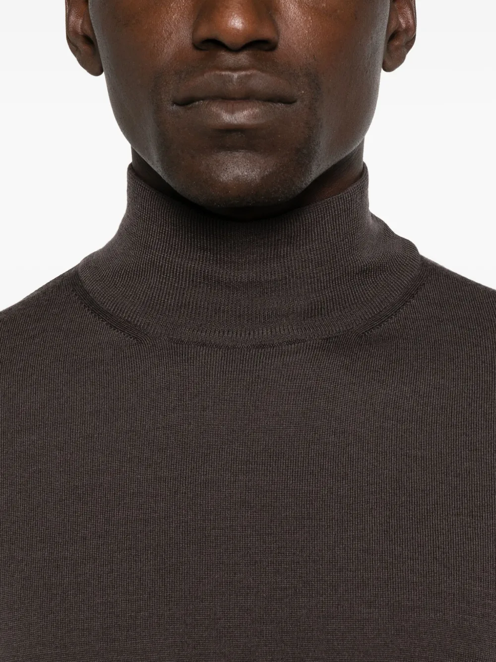 Canali High-neck Wool Sweater In Brown