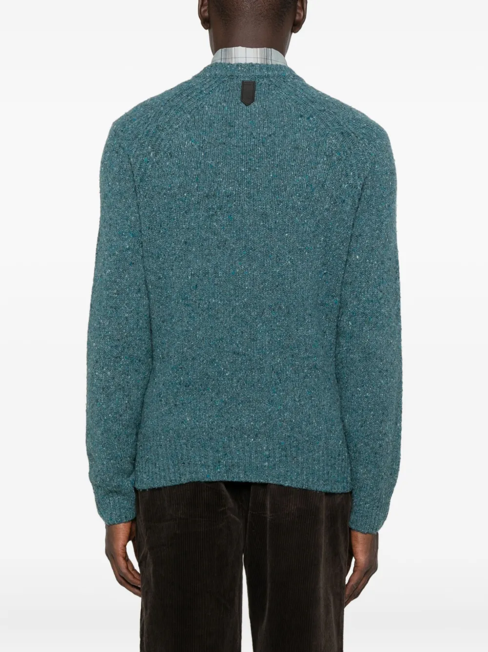 Canali Gespikkelde trui met ronde hals Blauw