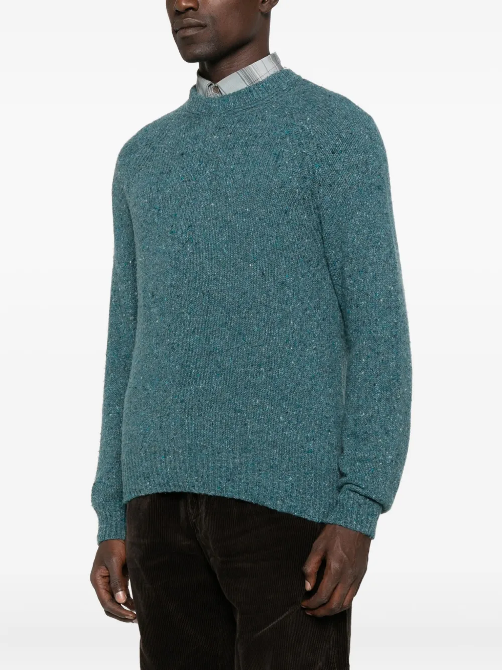  Canali Speckled Crew-neck Sweater - Blue 