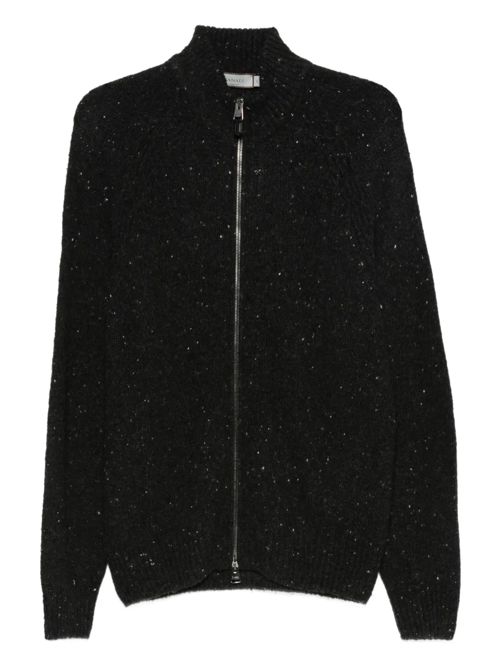 Canali speckled zip-up cardigan | Black | Image 1