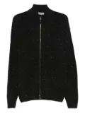 Canali speckled zip-up cardigan - Black
