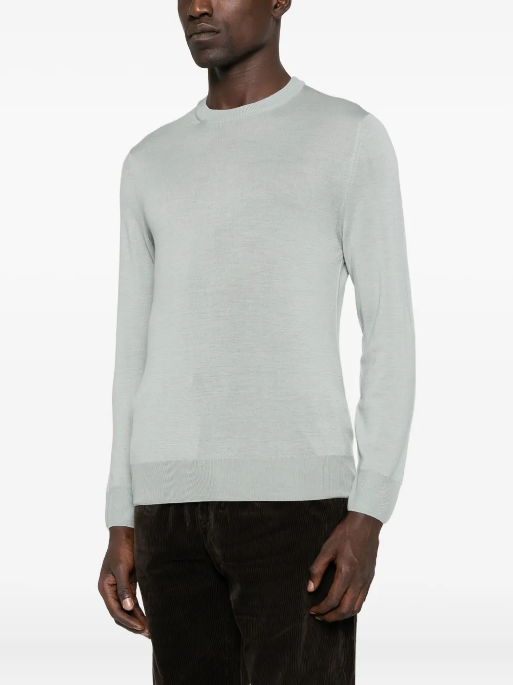 Canali Round-neck Wool Sweater In Gray