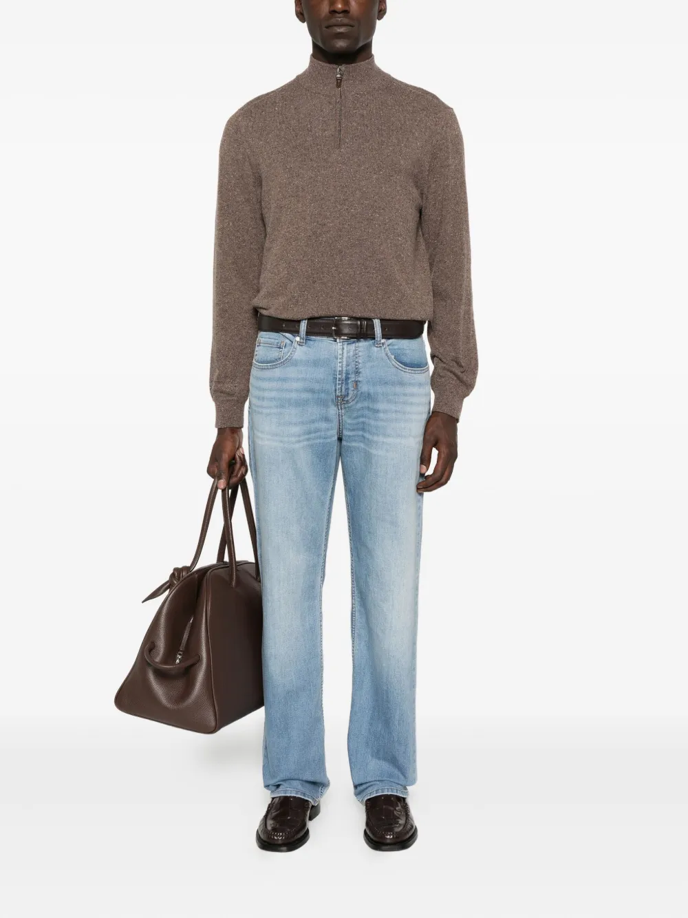 Canali Donegal Quarter Zip Sweater In Multi