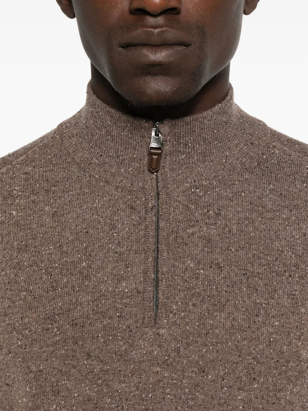 Canali Donegal Quarter Zip Sweater In Multi