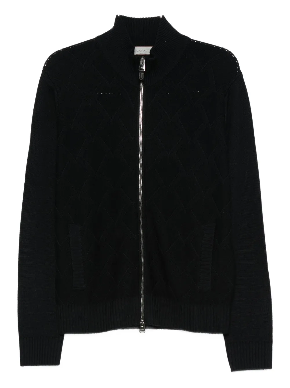 Canali Zip-up Cardigan In Blue