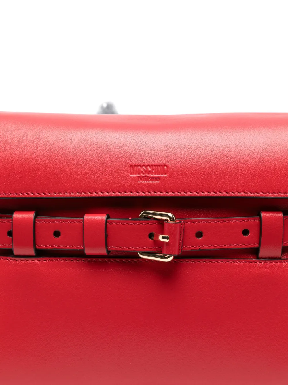 Moschino Buckle-fastening Leather Shoulder Bag In Red