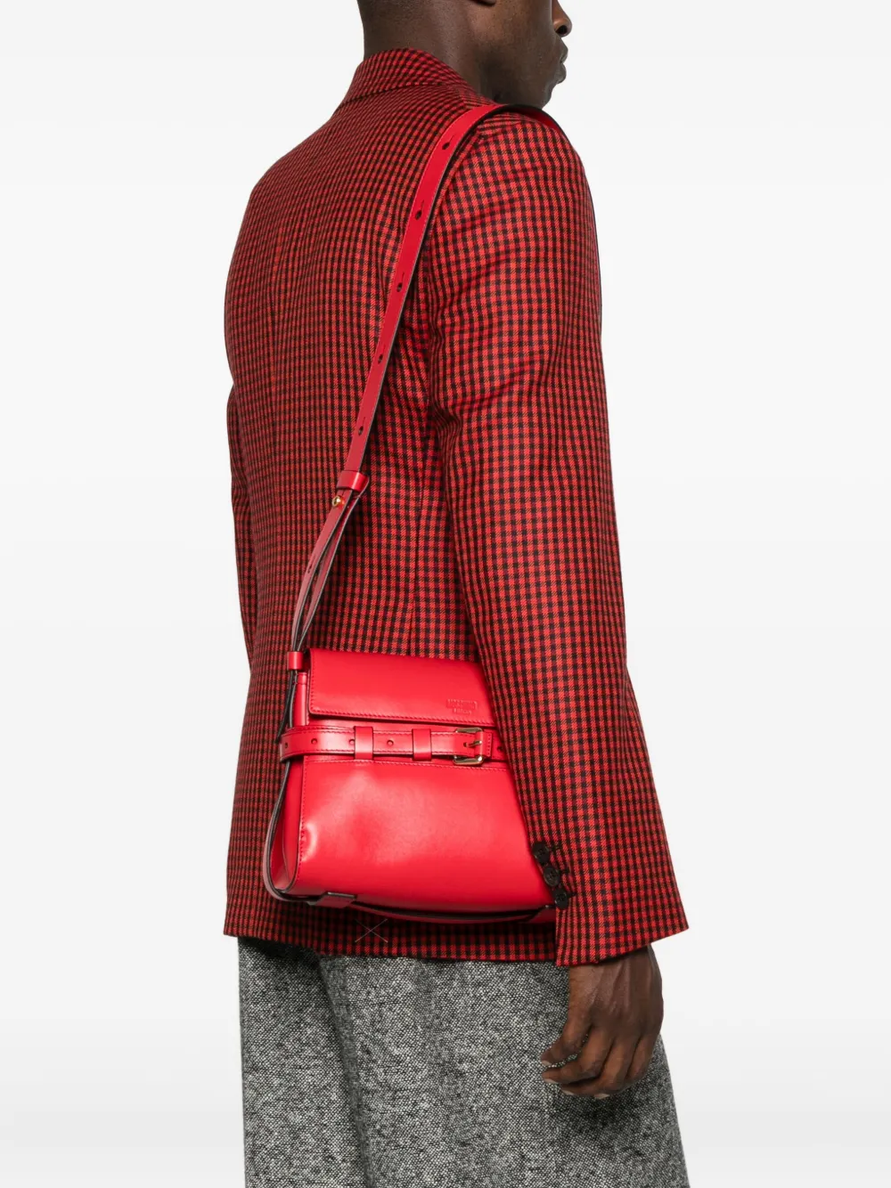 Moschino Buckle-fastening Leather Shoulder Bag In Red