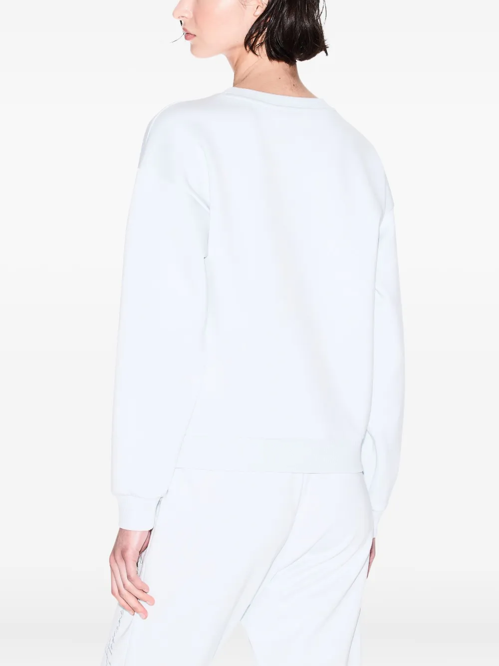 Armani Exchange Embroidered Crew-neck Sweatshirt In White