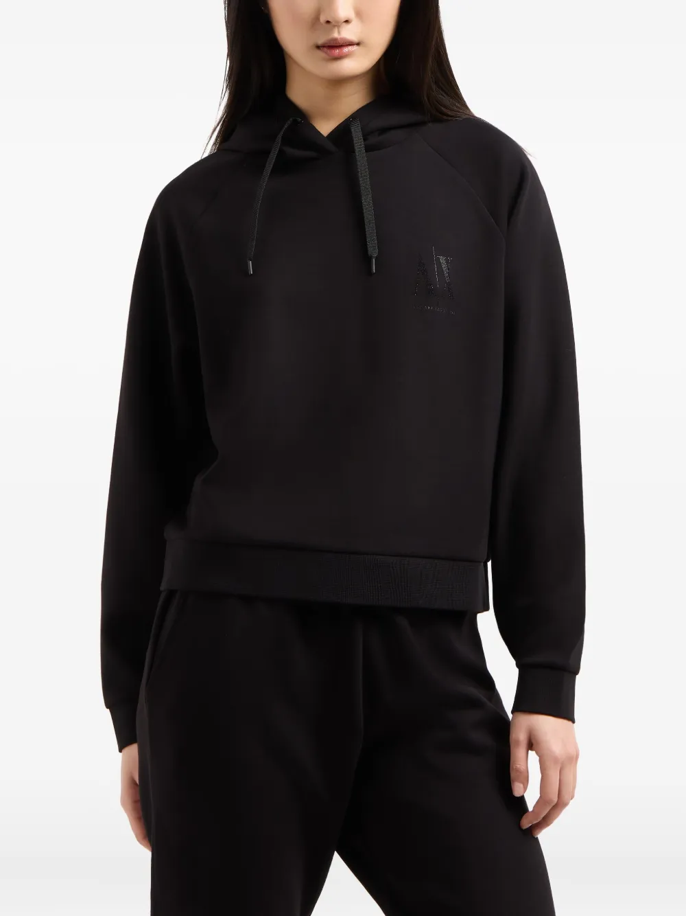 Armani Exchange Logo-print Hoodie In Black