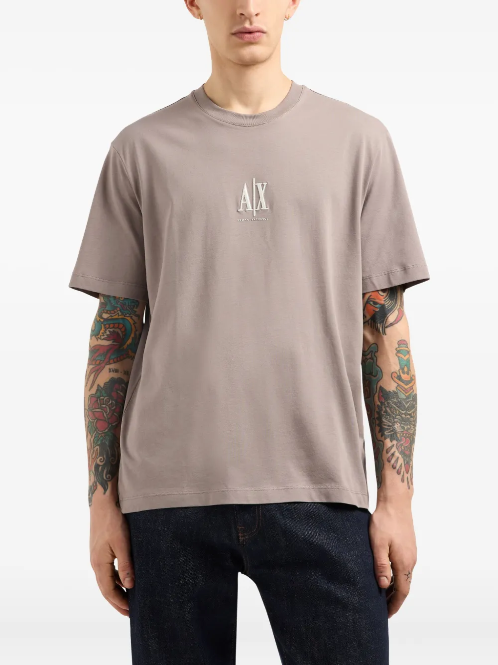 Armani Exchange T-shirt met logoprint Bruin