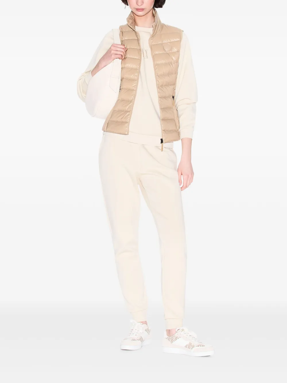 Armani Exchange Sweater met logoprint Beige