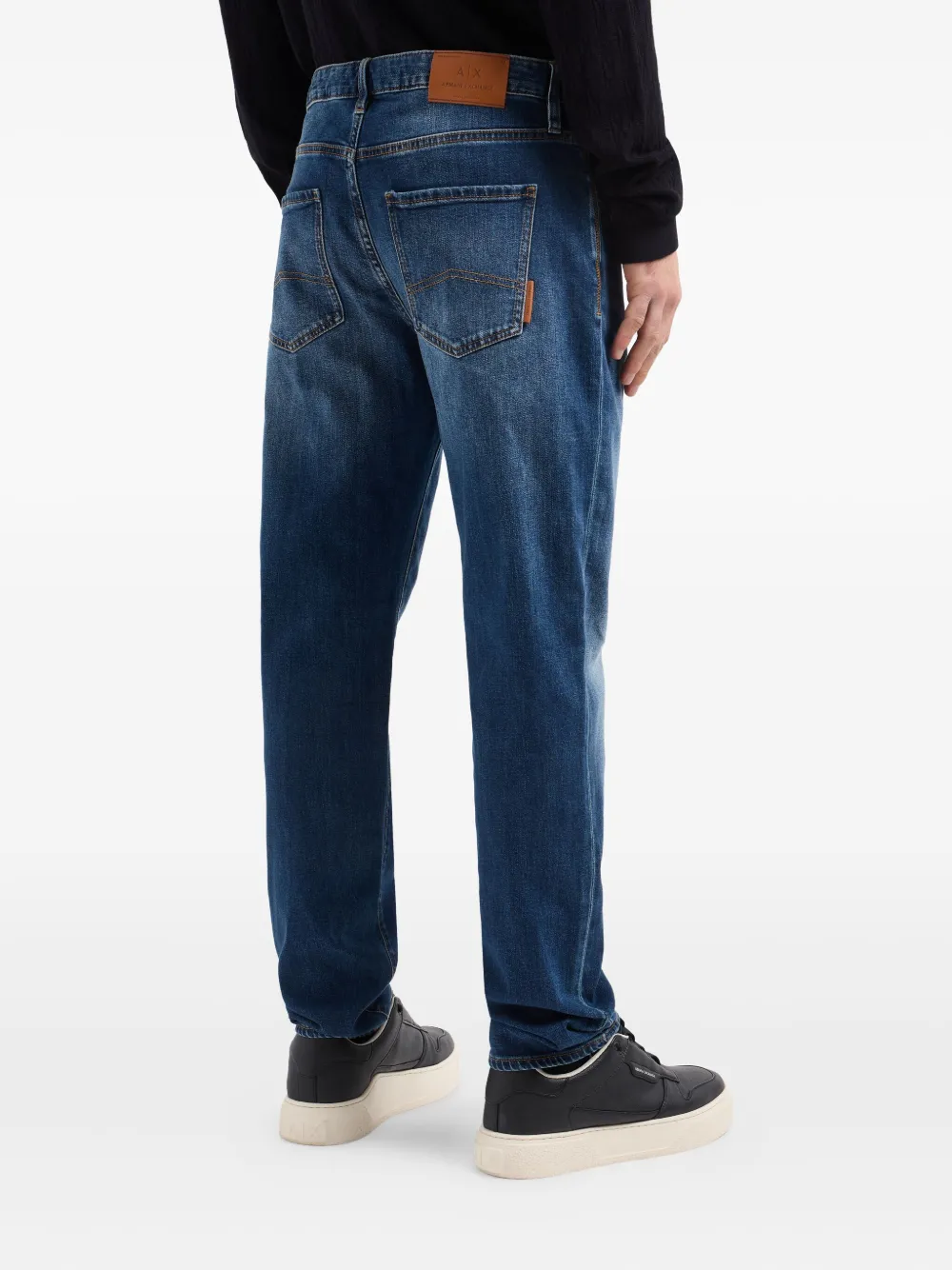 Armani Exchange Distressed Five-pocket Jeans In Blue
