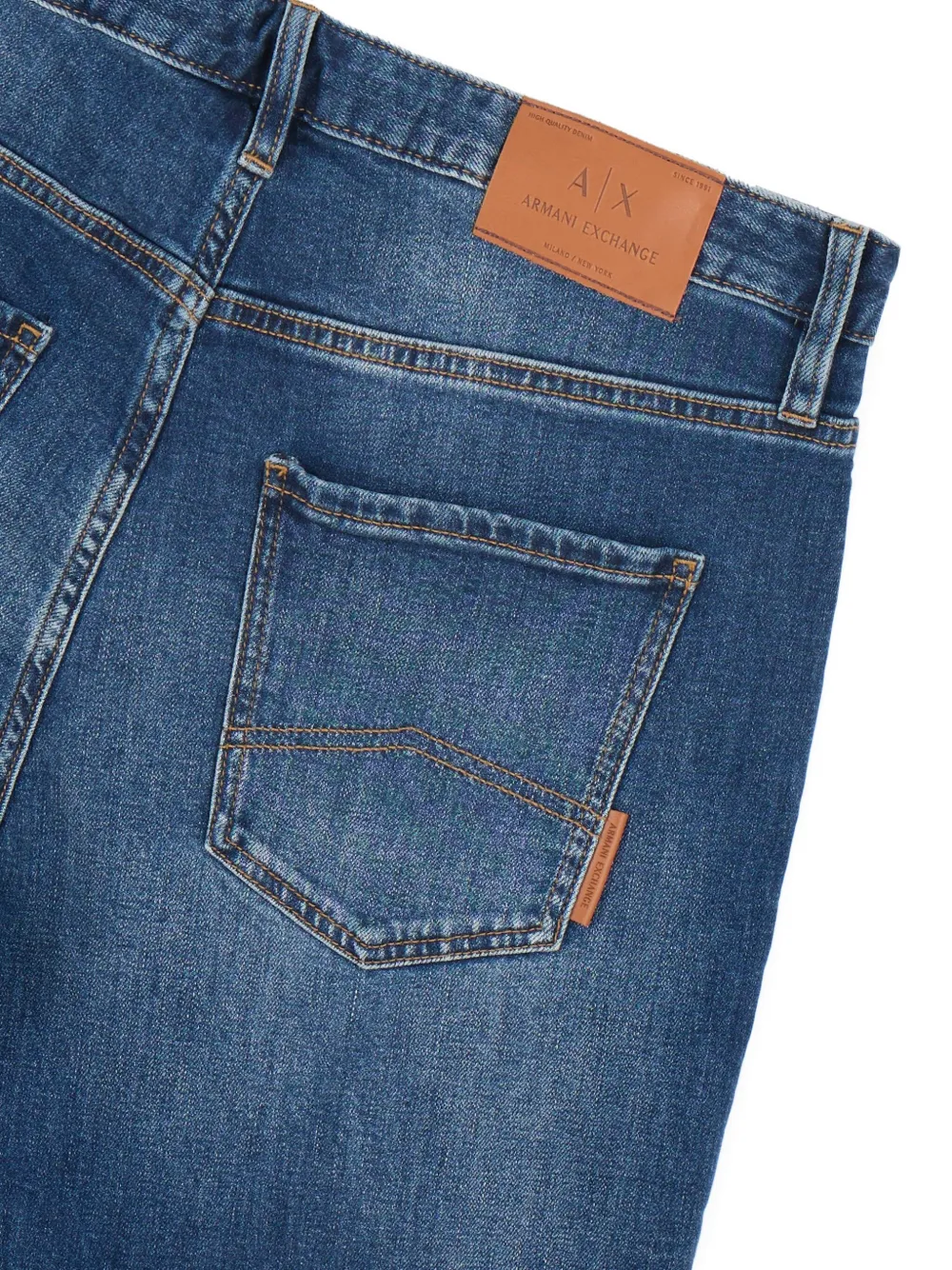 Armani Exchange Distressed Five-pocket Jeans In Blue