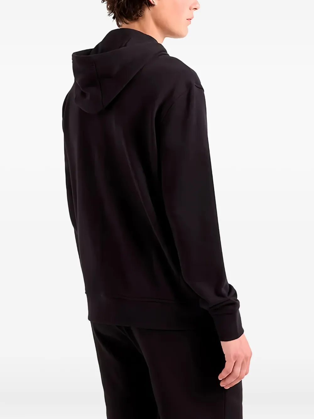 Armani Exchange Hooded Zip-up Hoodie In Black
