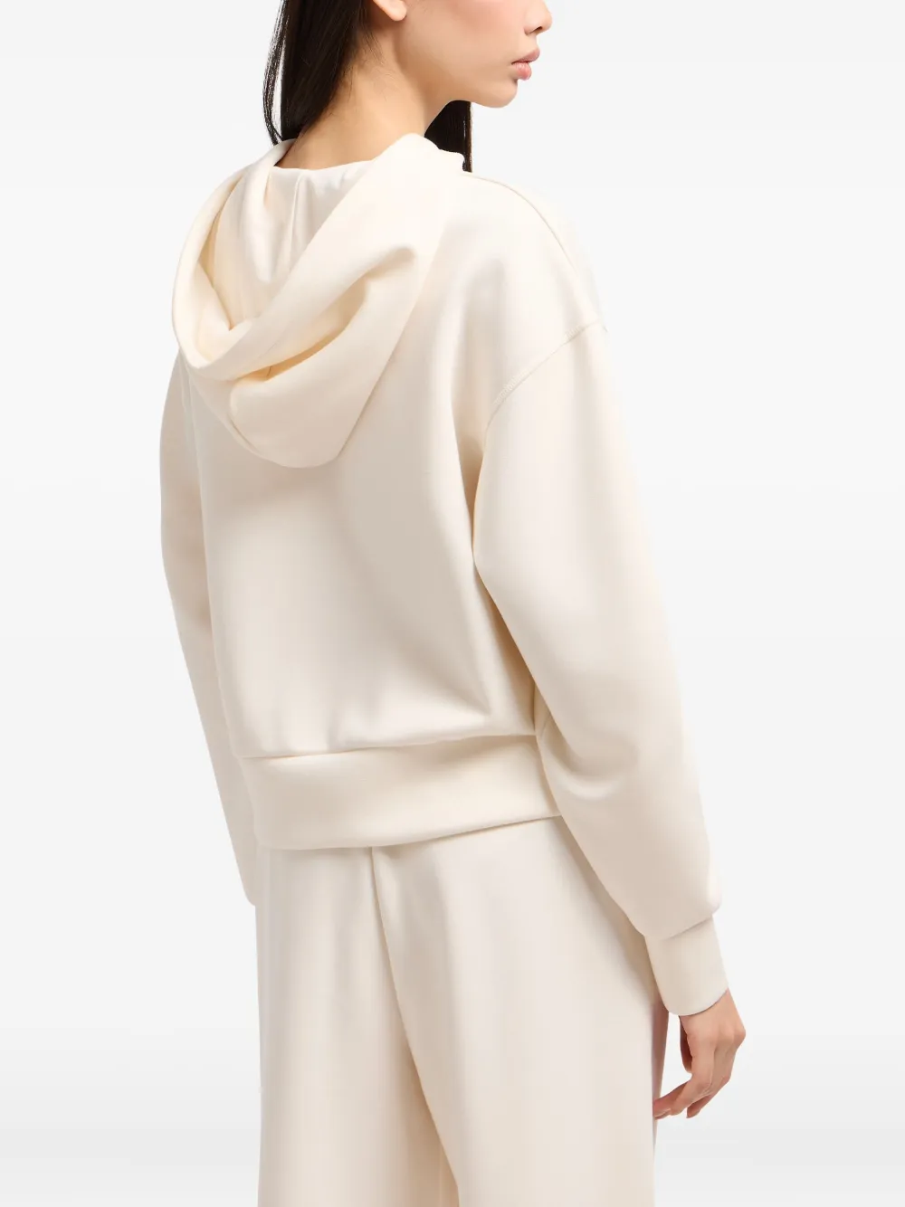 Armani Exchange Hooded Long-sleeve Sweatshirt In Neutral