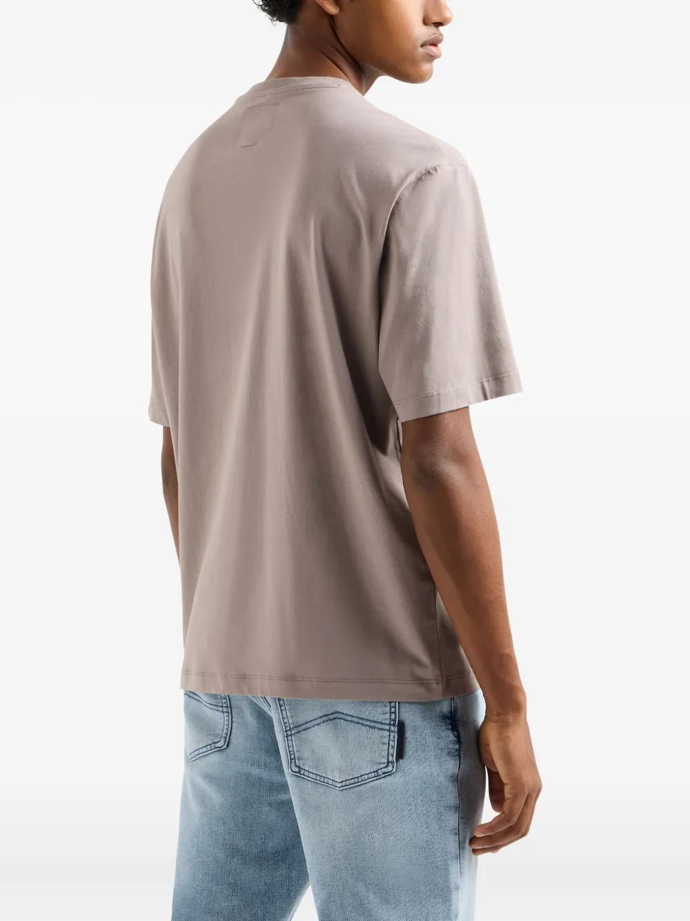 Armani Exchange T-shirt met opgestikte zak en logoprint Beige