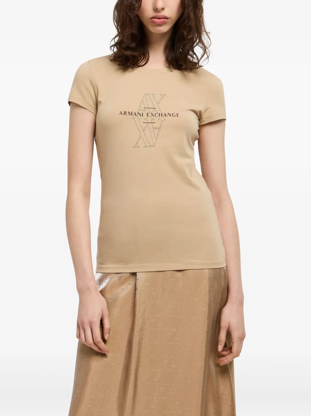 Armani Exchange T-shirt met logoprint Bruin