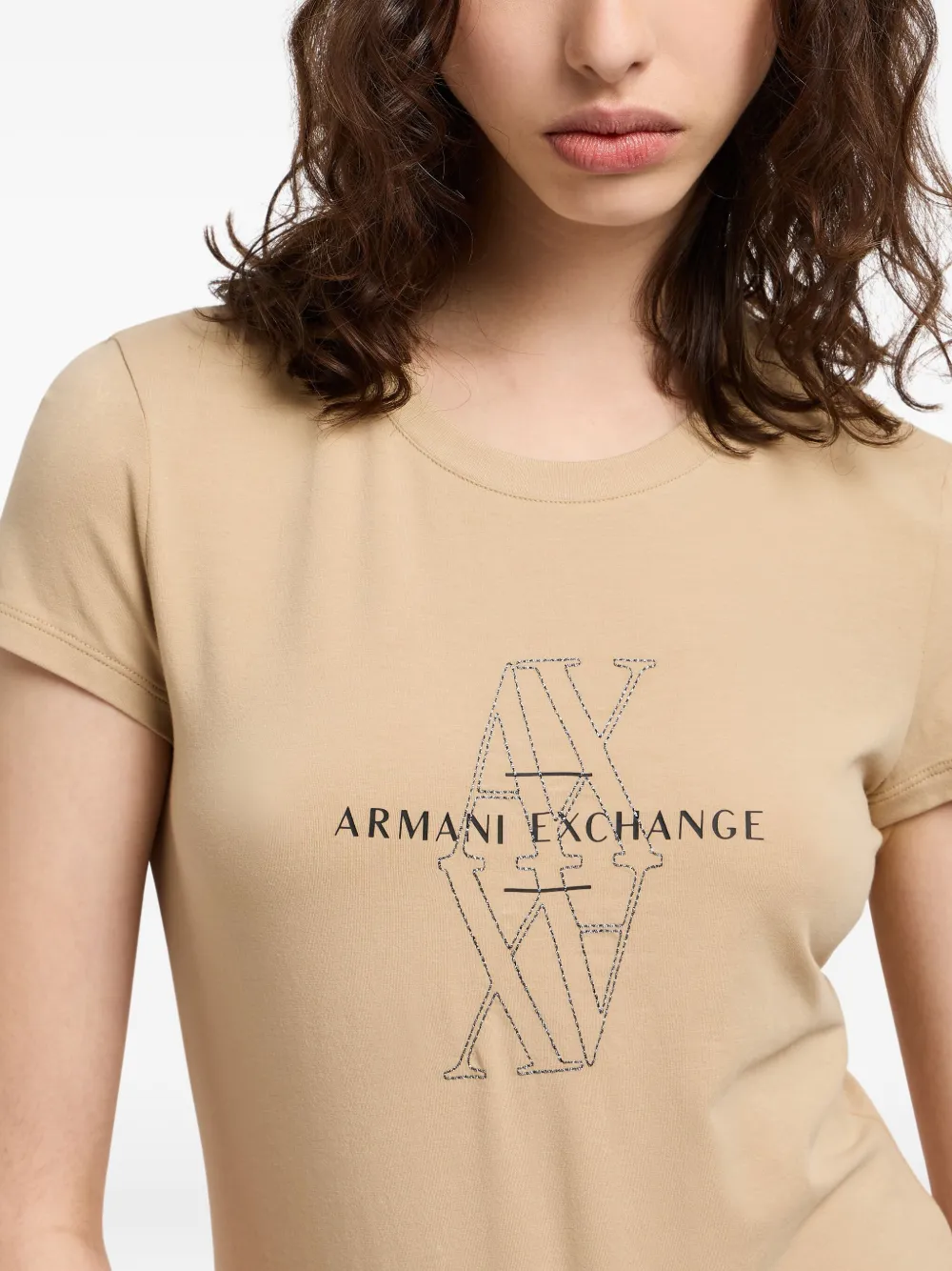 Armani Exchange T-shirt met logoprint Bruin