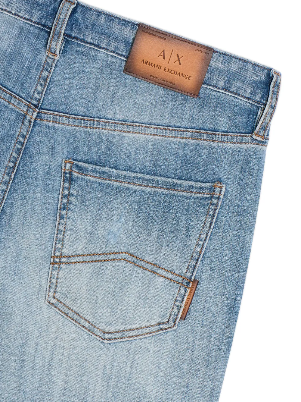 Armani Exchange faded-effect five-pocket jeans - Blauw