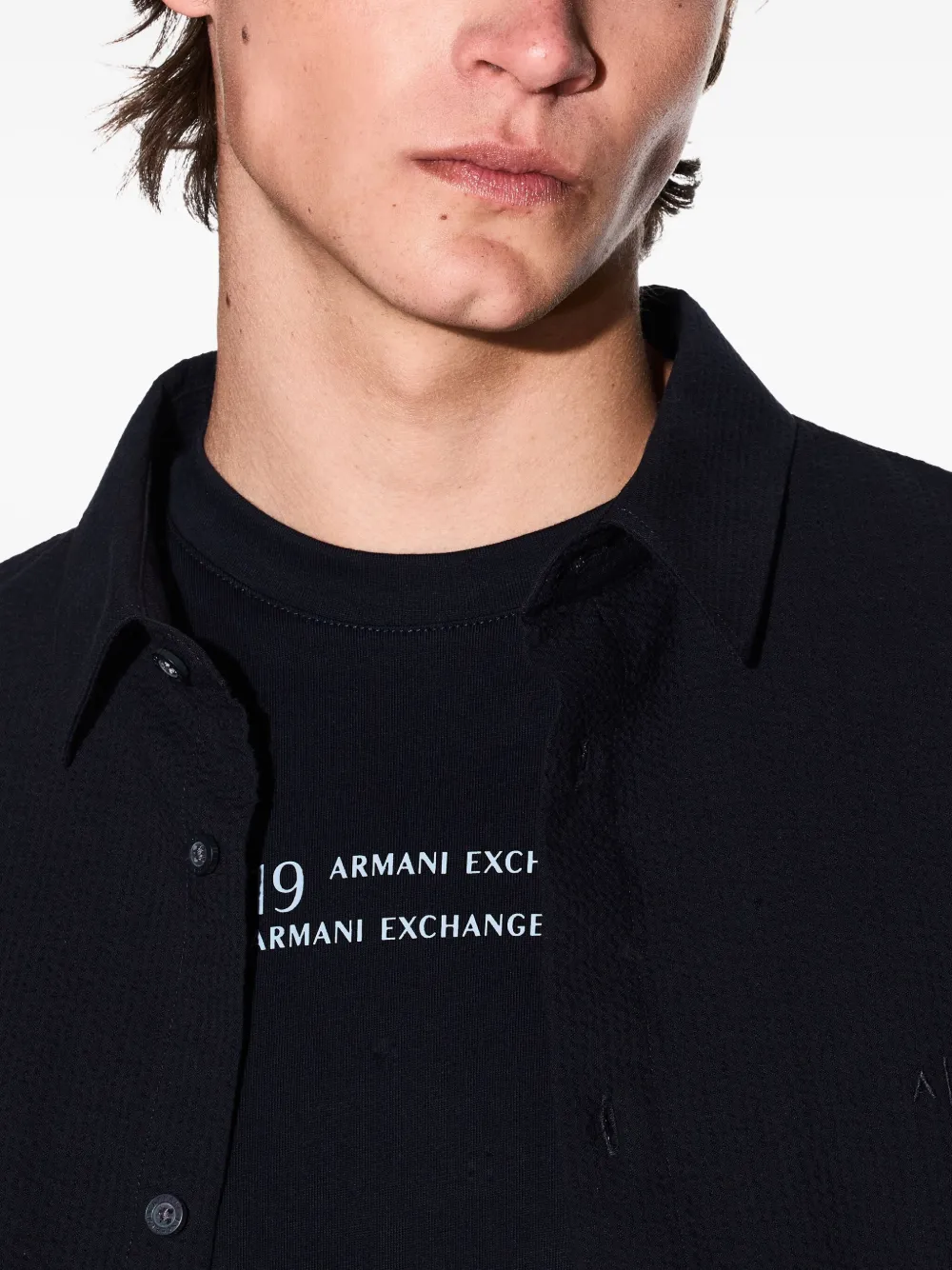Armani Exchange Overhemd met korte mouwen Zwart