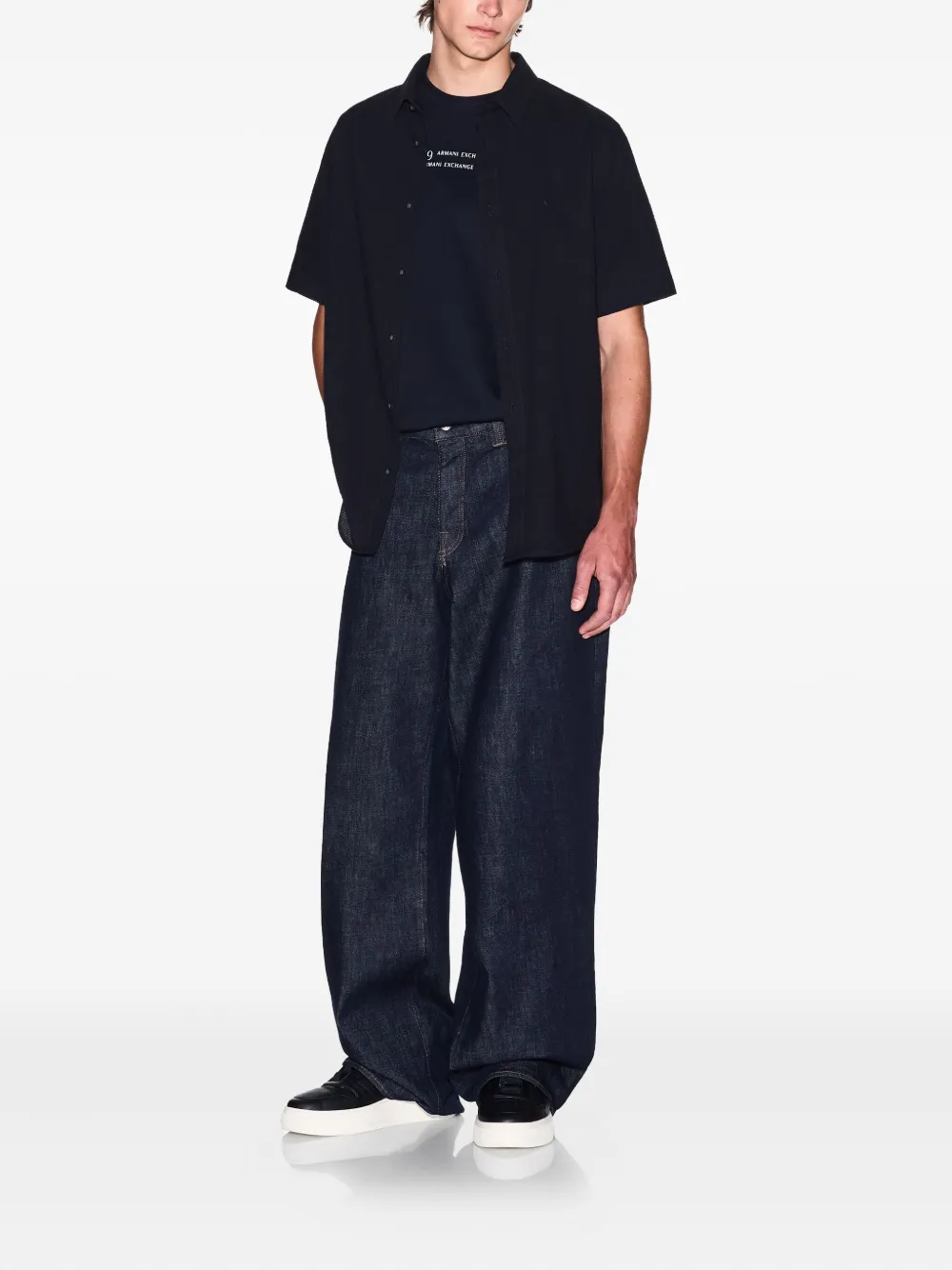 Armani Exchange short-sleeved shirt - Zwart