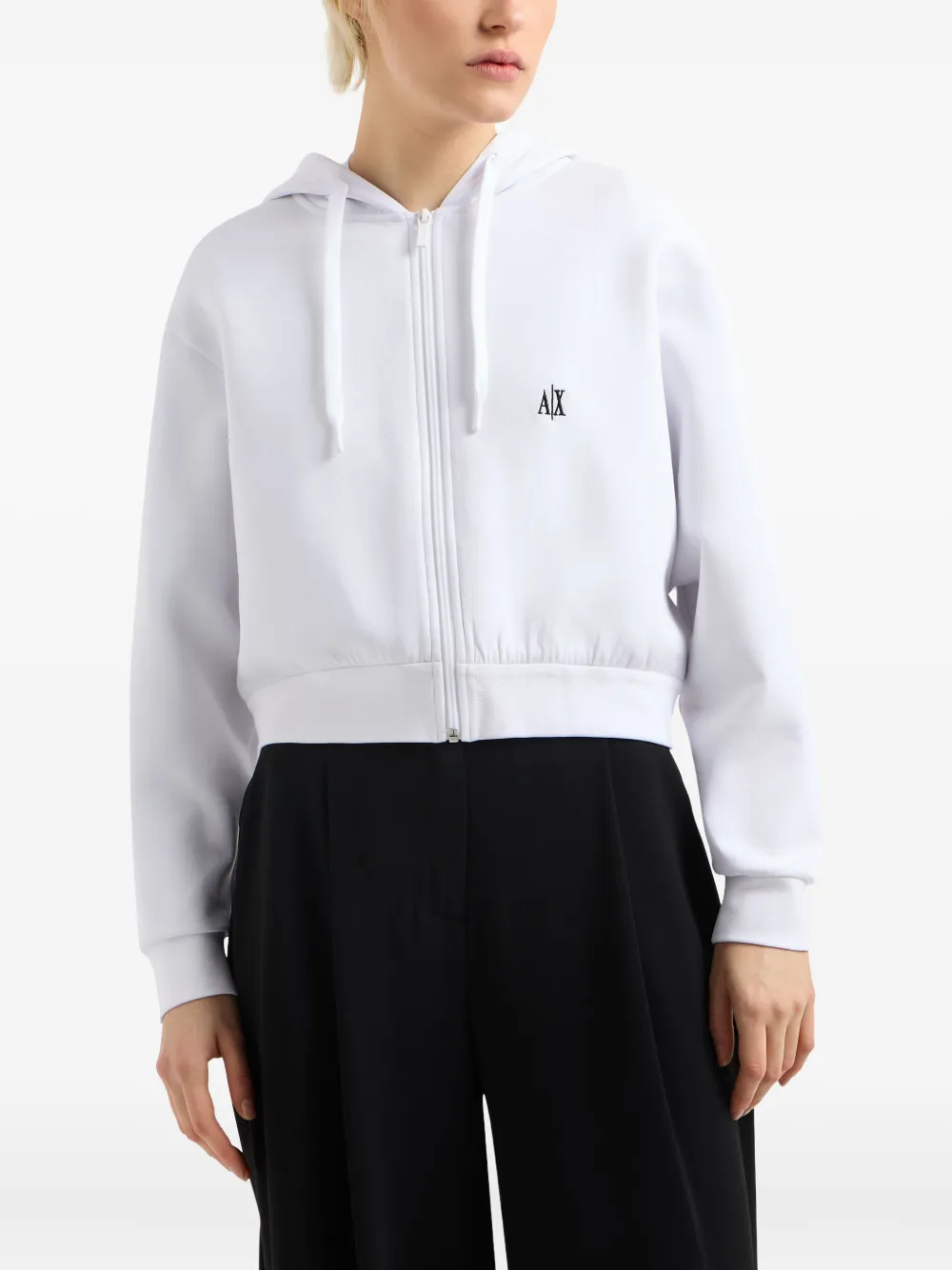 Armani Exchange Logo-embroidered Zip-up Sweatshirt In White