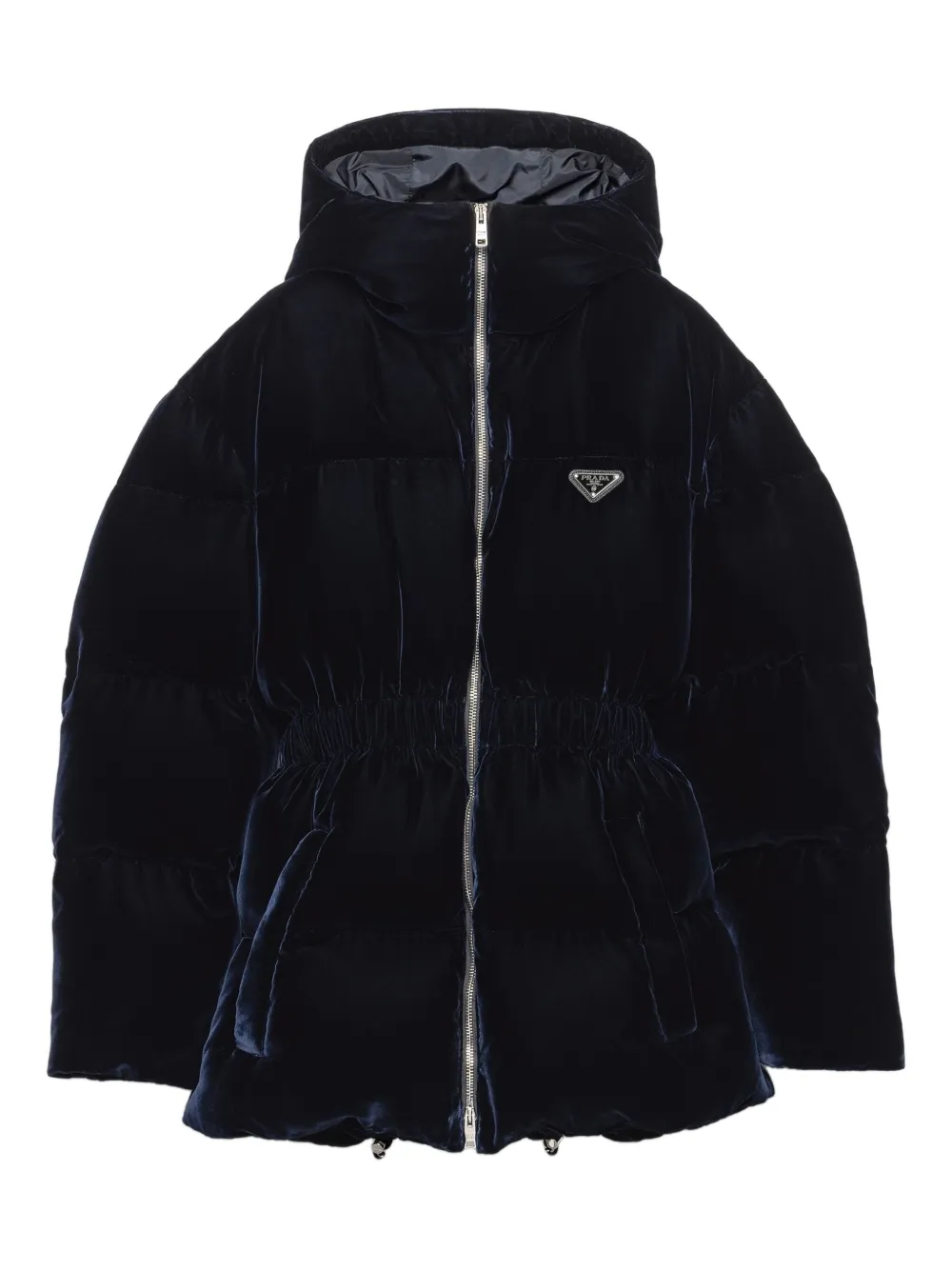 Prada velvet hooded puffer jacket | Blue | Image 1