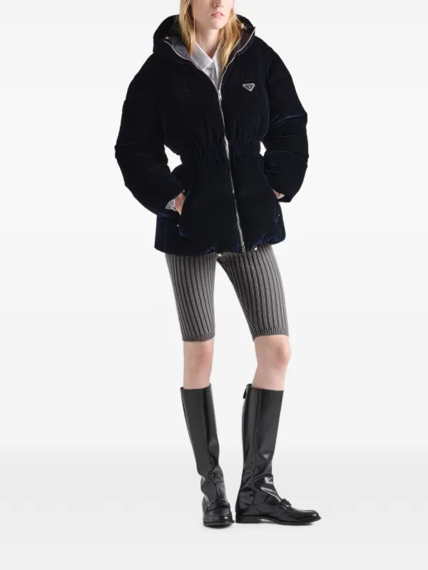 Prada Velvet Down Jacket | Blue | FARFETCH