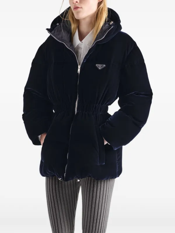 Prada Velvet Down Jacket | Blue | FARFETCH