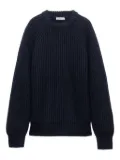 Prada ribbed-knit fur-collar sweater - Blue