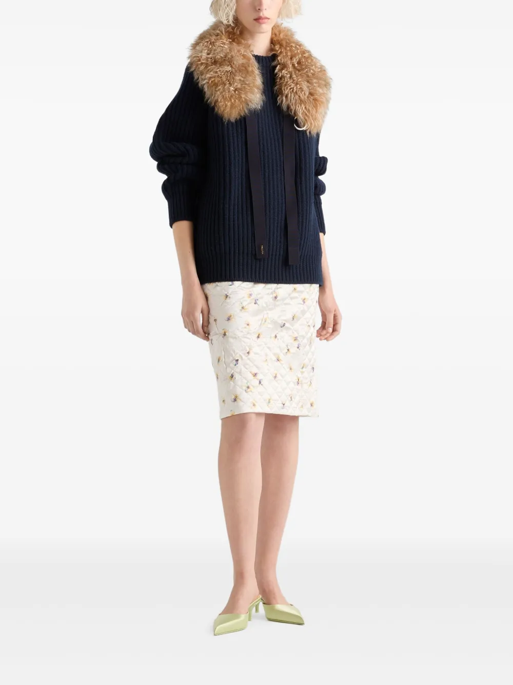 Prada Wool and cashmere crew-neck sweater Blauw