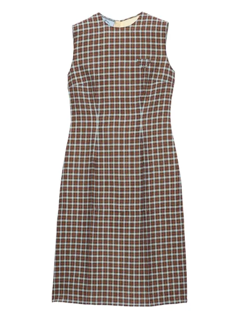 Prada checked-pattern midi dress