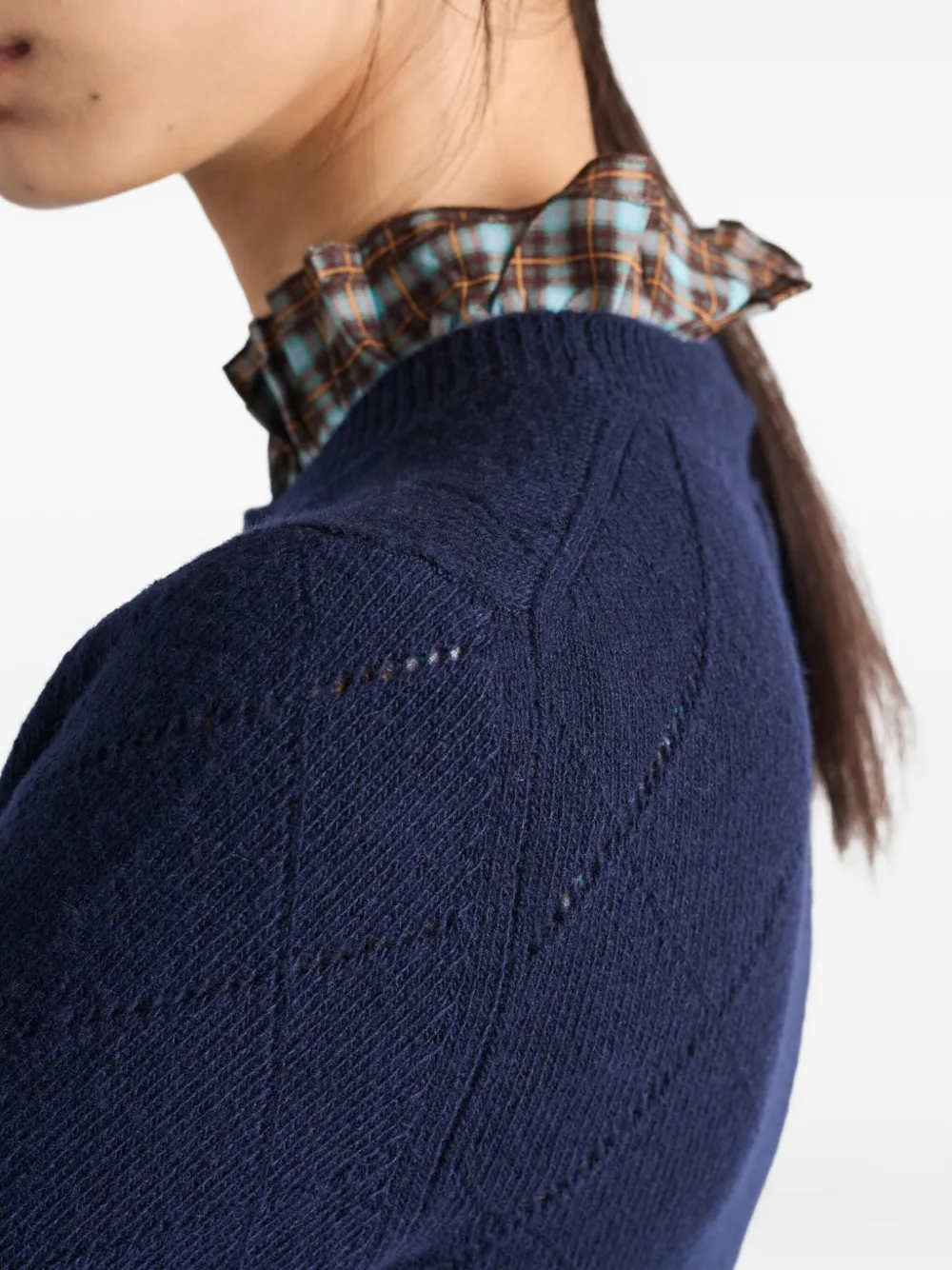 Prada Cashmere Fitted Crewneck Sweater In Blue