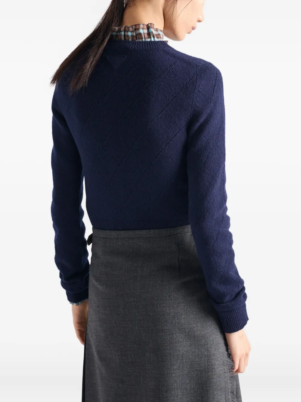 Prada Cashmere Fitted Crewneck Sweater In Blue