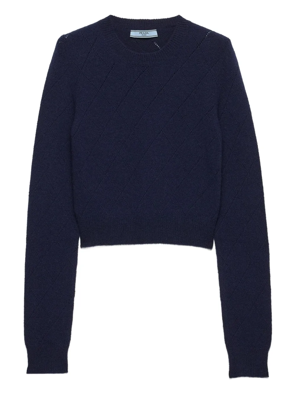 Prada Cashmere Fitted Crewneck Sweater In Blue