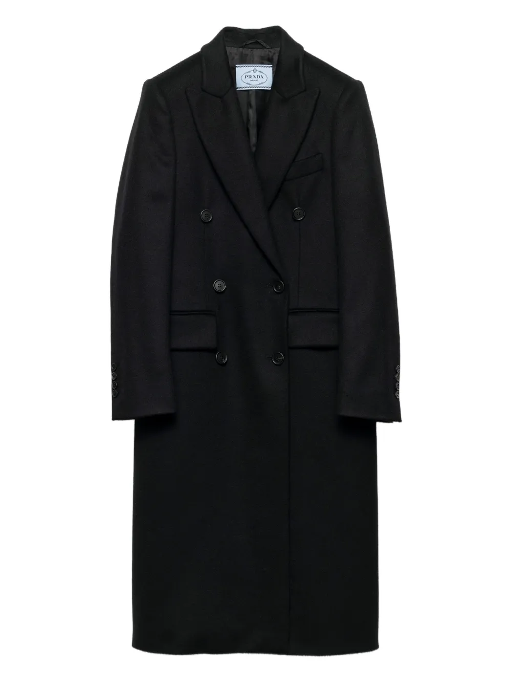 Prada Peak-lapels Coat In Black