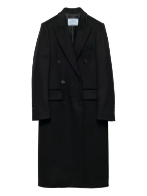 Prada Virgin Wool double-breasted Coat | Black | FARFETCH