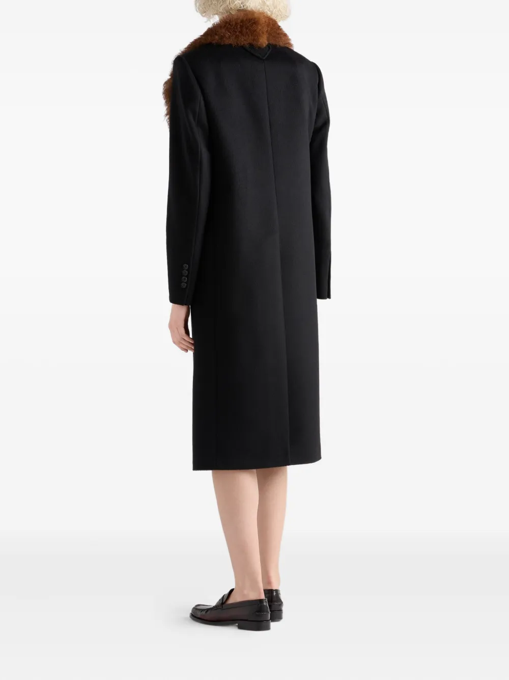 Prada Peak-lapels Coat In Black