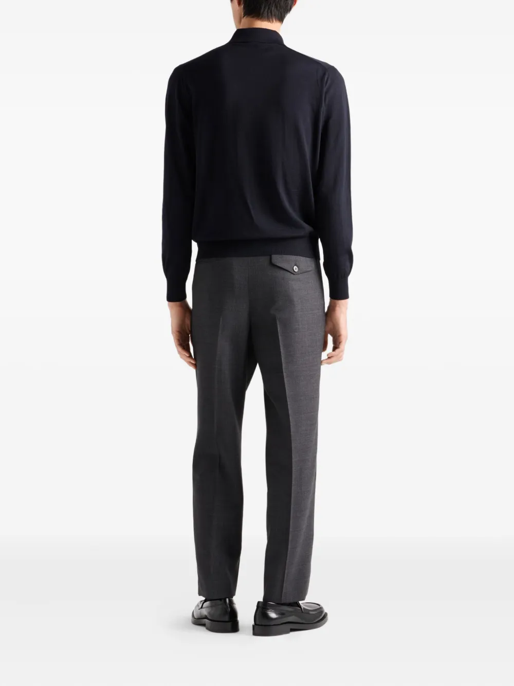 Prada Worsted wool polo shirt Zwart
